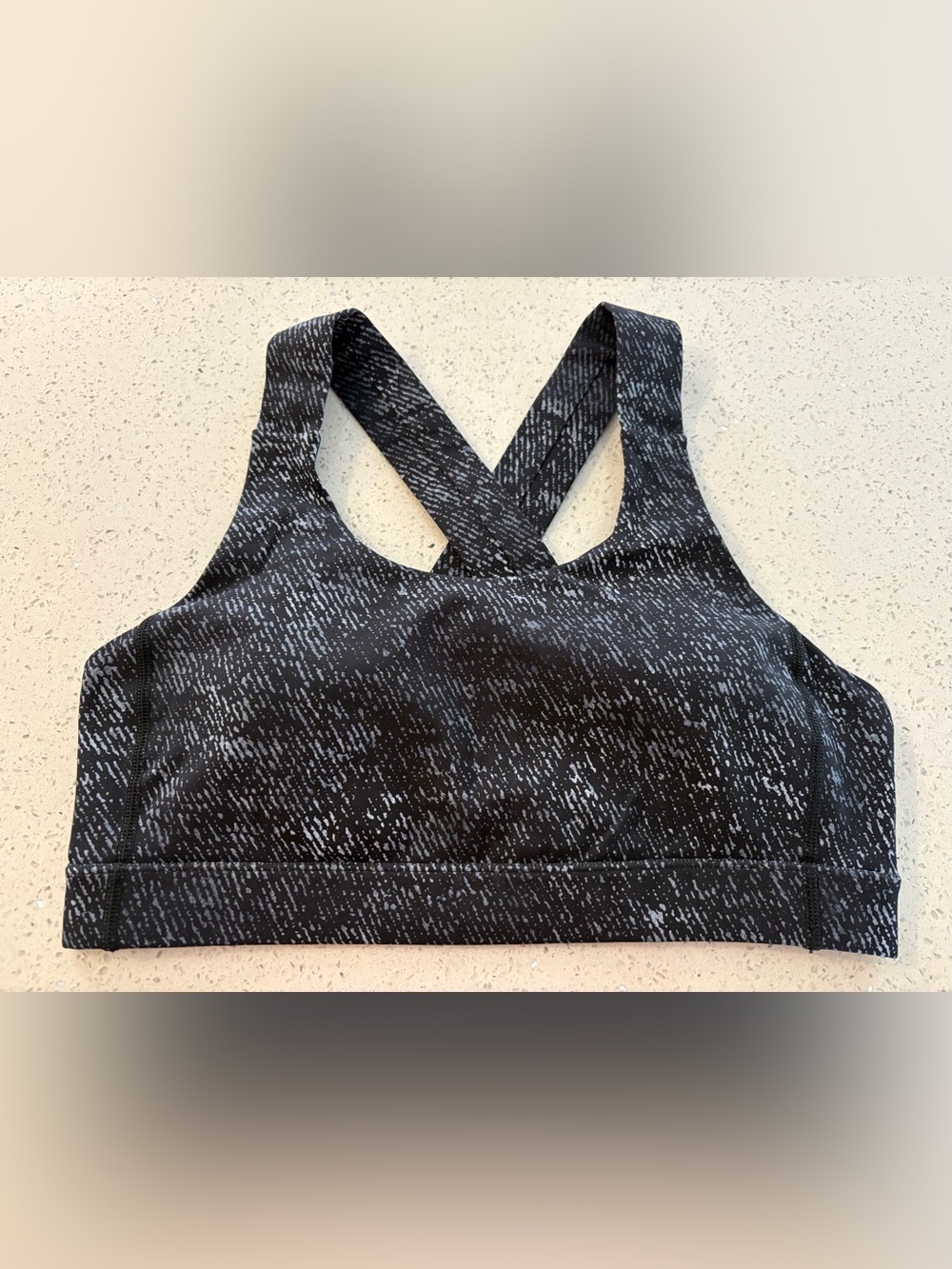lululemon LAB Bra blue black denim print crossback style - size 8 *NWOT